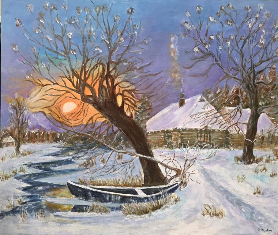 Róża Mantura, O zachodzie, 55x65, akryl